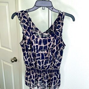 Twenty One Made in USA Size SP Sheer Tank Top Tan & Blue